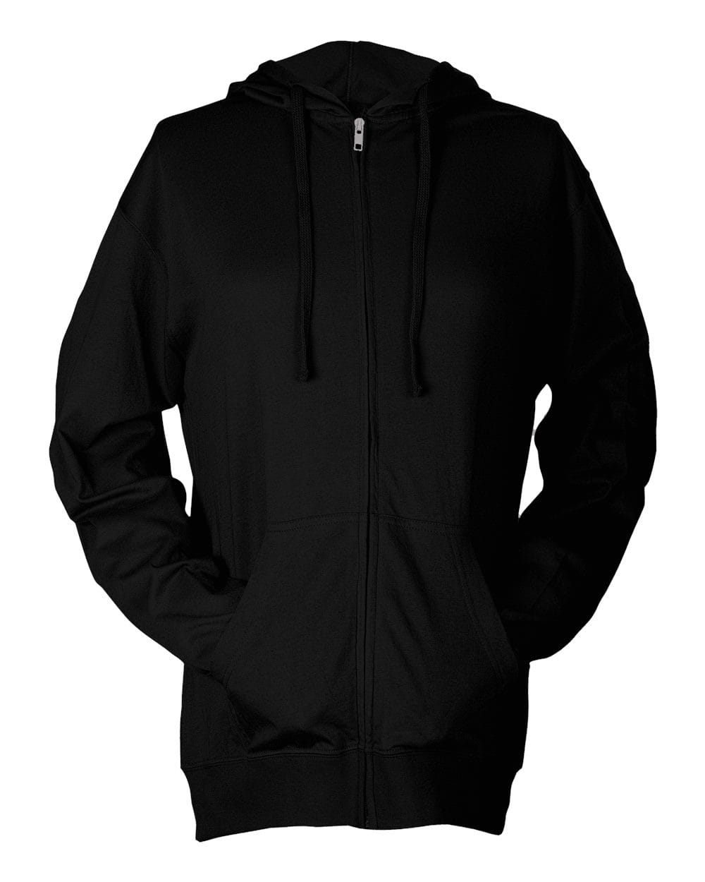 Tultex 10719 XS / Black Tultex 260 Unisex Beach Full-Zip Hooded Long Sleeve T-Shirt