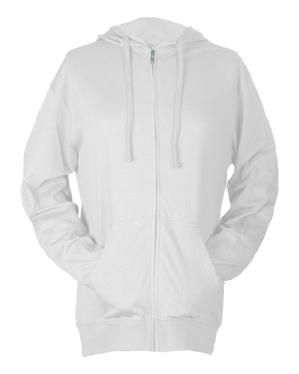 Tultex 10719 XS / White Tultex 260 Unisex Beach Full-Zip Hooded Long Sleeve T-Shirt