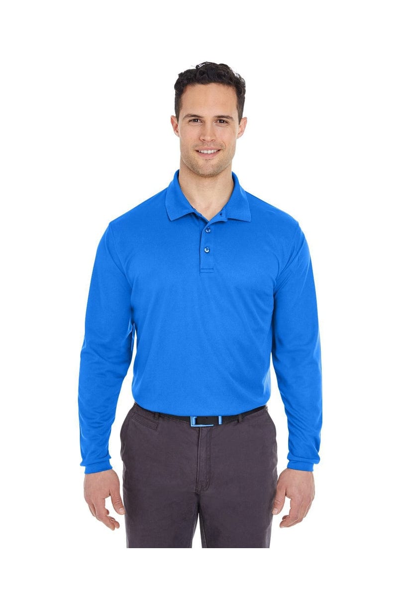 UltraClub 8210LS Adult Cool & Dry Long-Sleeve Mesh Pique Polo in 