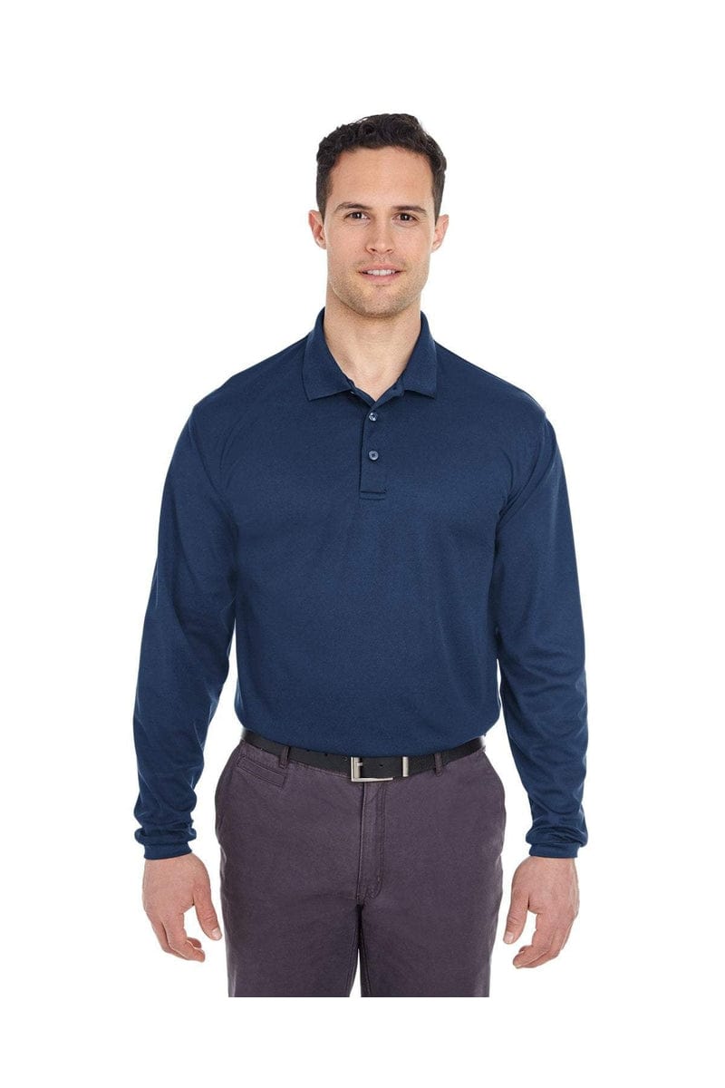 UltraClub 8210LS Adult Cool & Dry Long-Sleeve Mesh Pique Polo in 