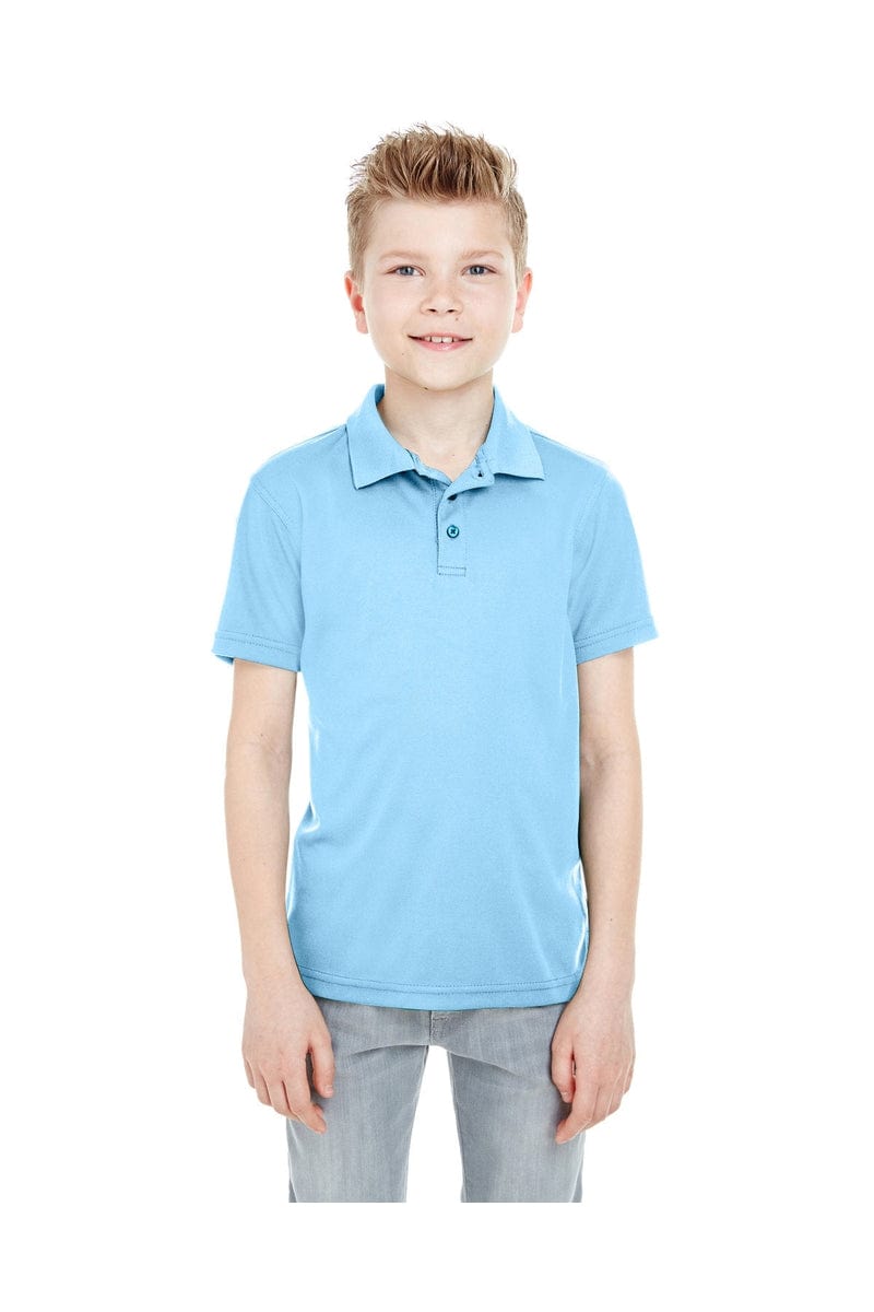 UltraClub 8210Y Youth Cool & Dry Mesh Pique Polo in Columbia Blue