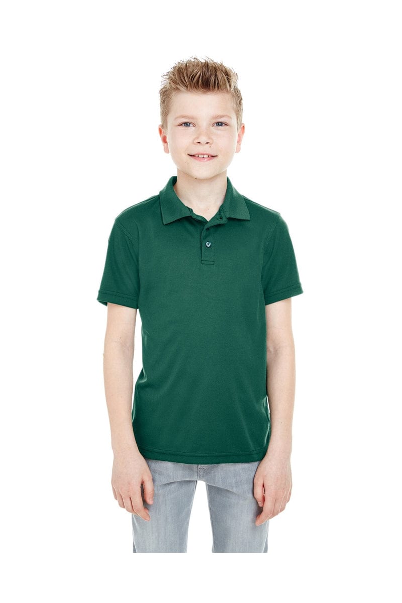 UltraClub 8210Y Youth Cool & Dry Mesh Pique Polo in Forest Green