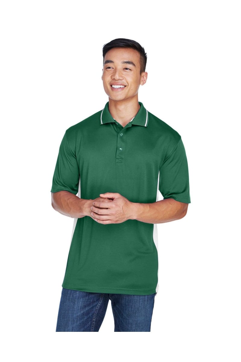 UltraClub 8406 Men's Cool & Dry Sport Two-Tone Polo in Forest Grn/ Wht
