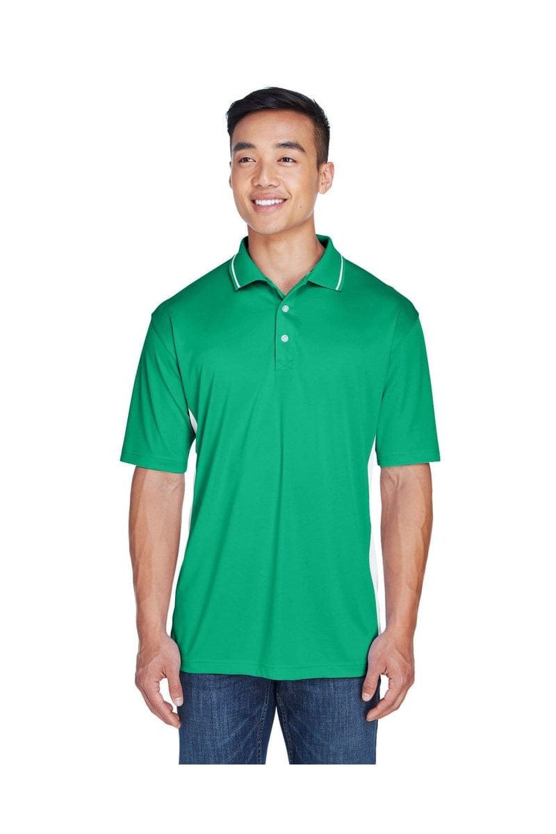 UltraClub 8406 Men's Cool & Dry Sport Two-Tone Polo in Kelly/ White