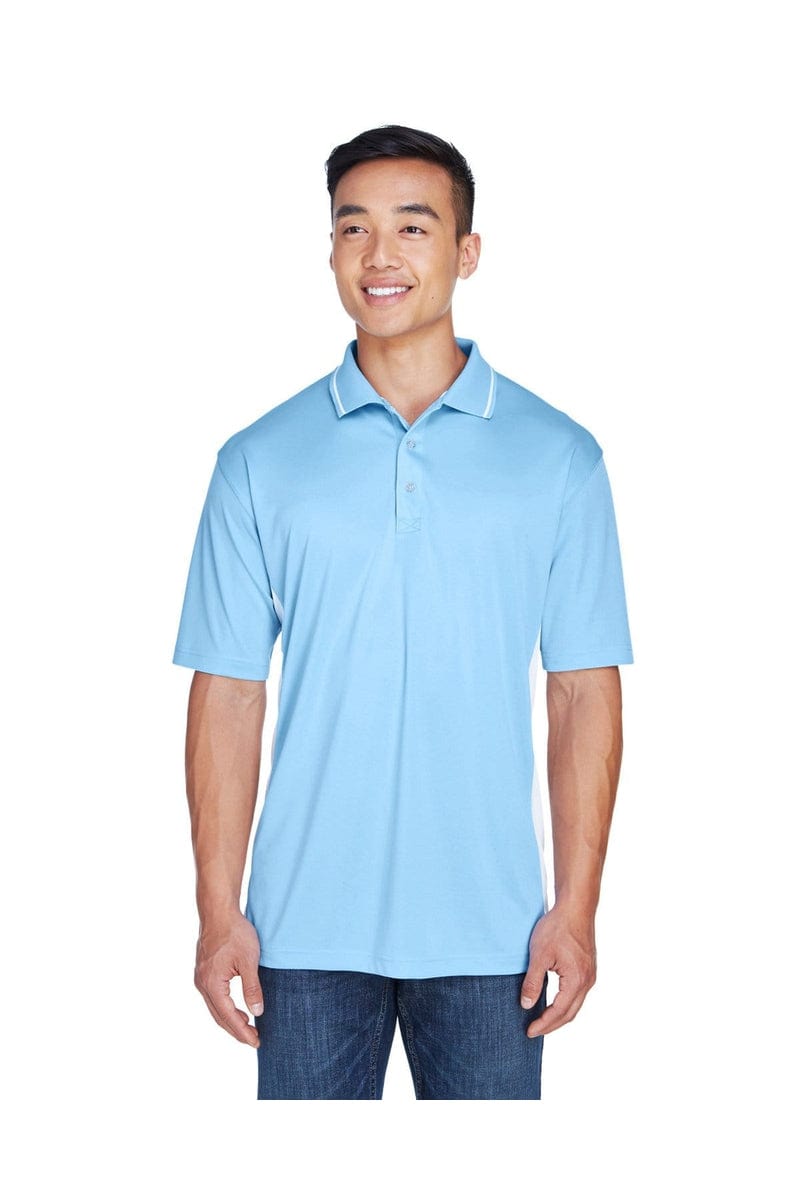 UltraClub 8406 Men's Cool & Dry Sport Two-Tone Polo in Columb Blue/ Wht