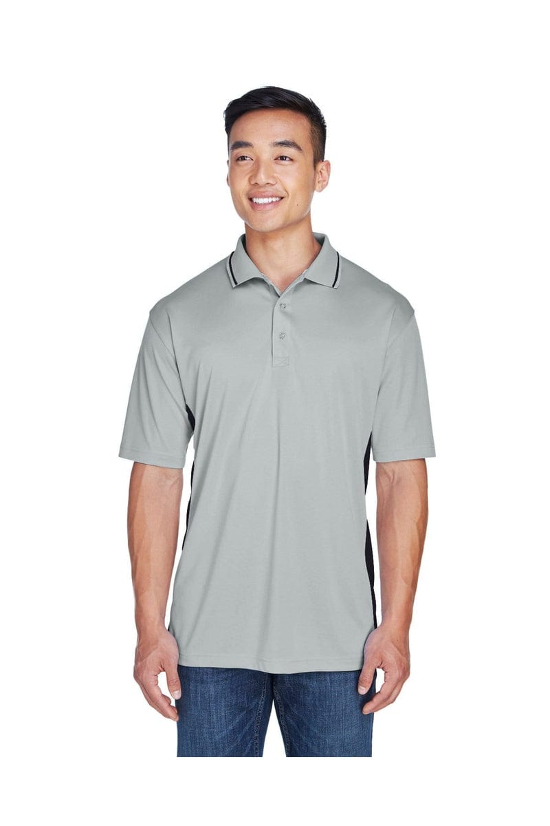 UltraClub 8406 Men's Cool & Dry Sport Two-Tone Polo in Grey/ Black