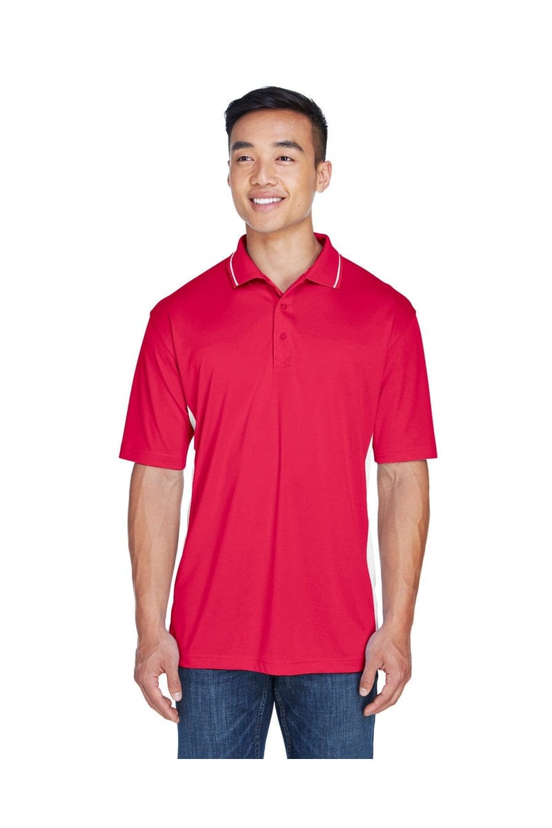 UltraClub 8406 Men's Cool & Dry Sport Two-Tone Polo in Red/ White