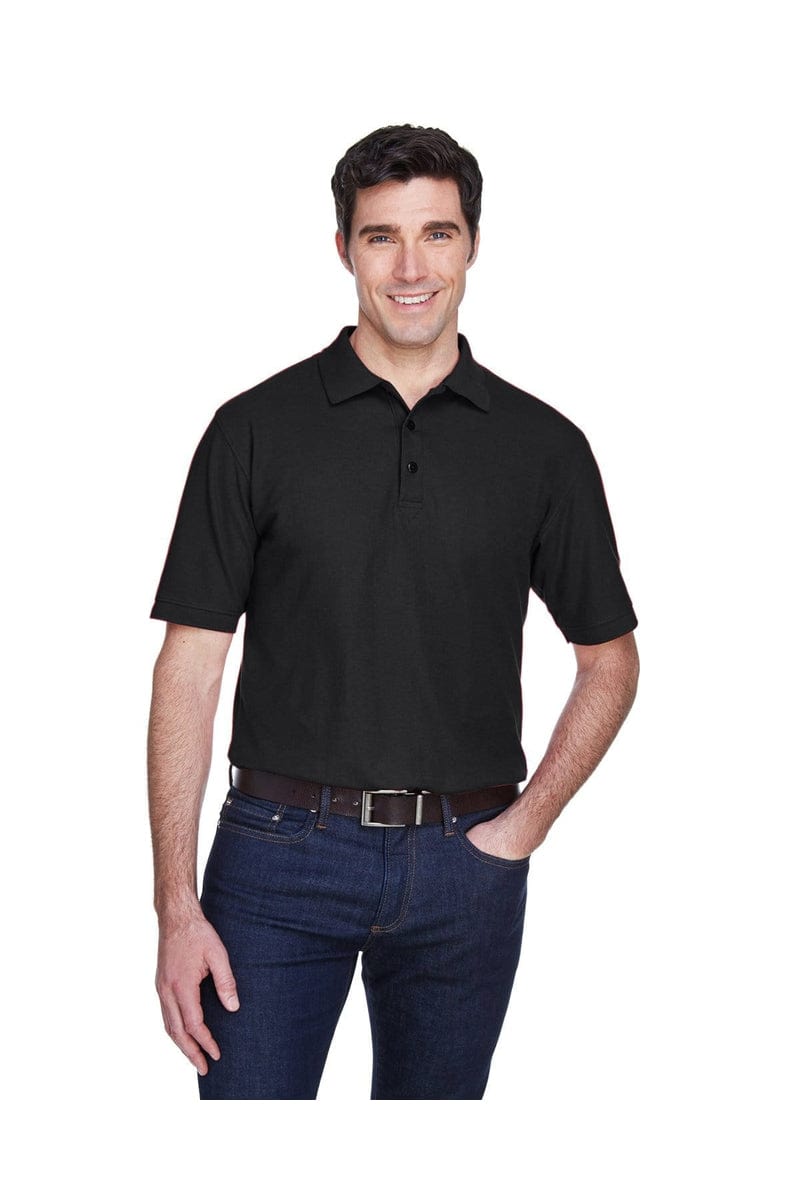 UltraClub 8540 Men's Whisper Pique Polo in Black
