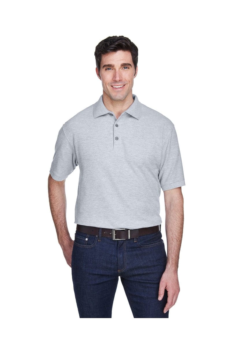 UltraClub 8540 Men's Whisper Pique Polo in Heather Grey