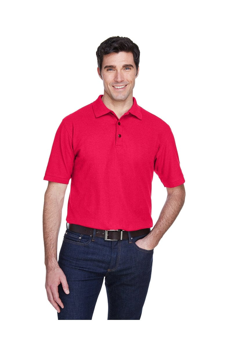 UltraClub 8540 Men's Whisper Pique Polo in Red