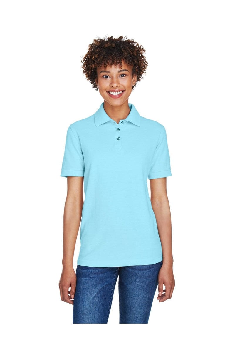 UltraClub 8541 Ladies' Whisper Pique Polo in Baby Blue