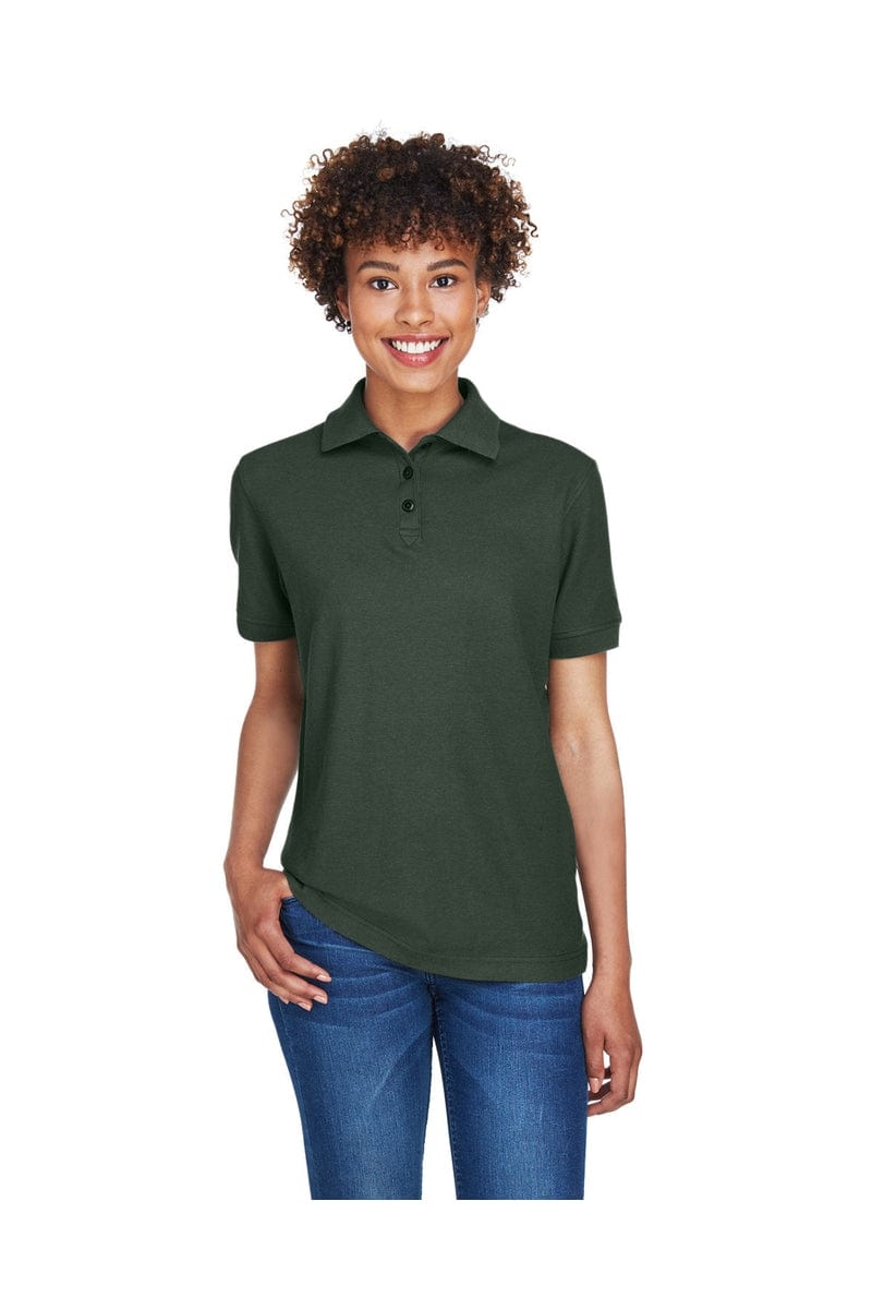UltraClub 8541 Ladies' Whisper Pique Polo in Forest Green
