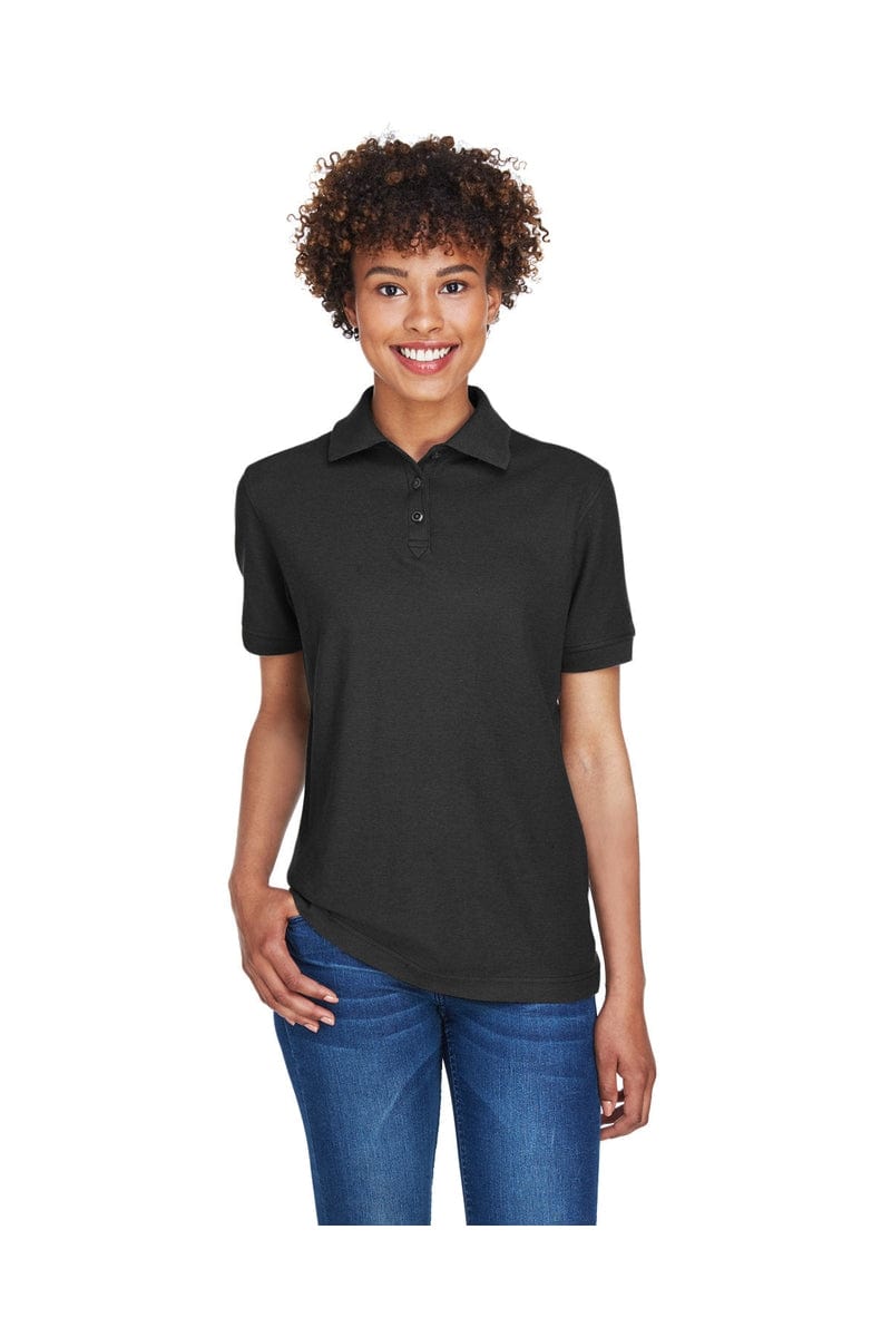 UltraClub 8541 Ladies' Whisper Pique Polo in Black