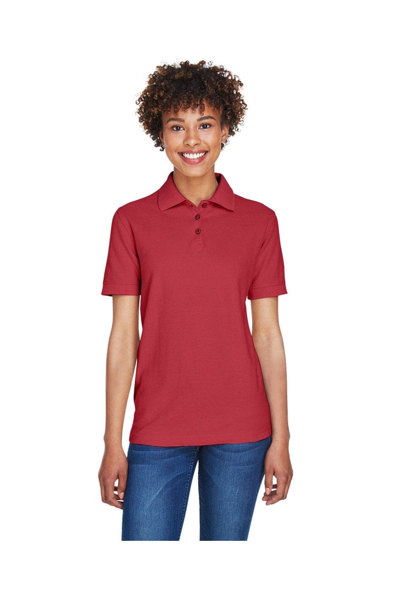 UltraClub 8541 Ladies' Whisper Pique Polo in Cardinal