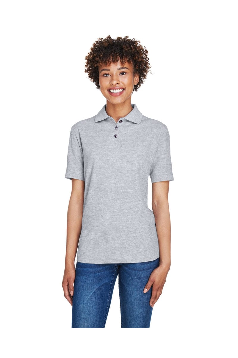 UltraClub 8541 Ladies' Whisper Pique Polo in Heather Grey