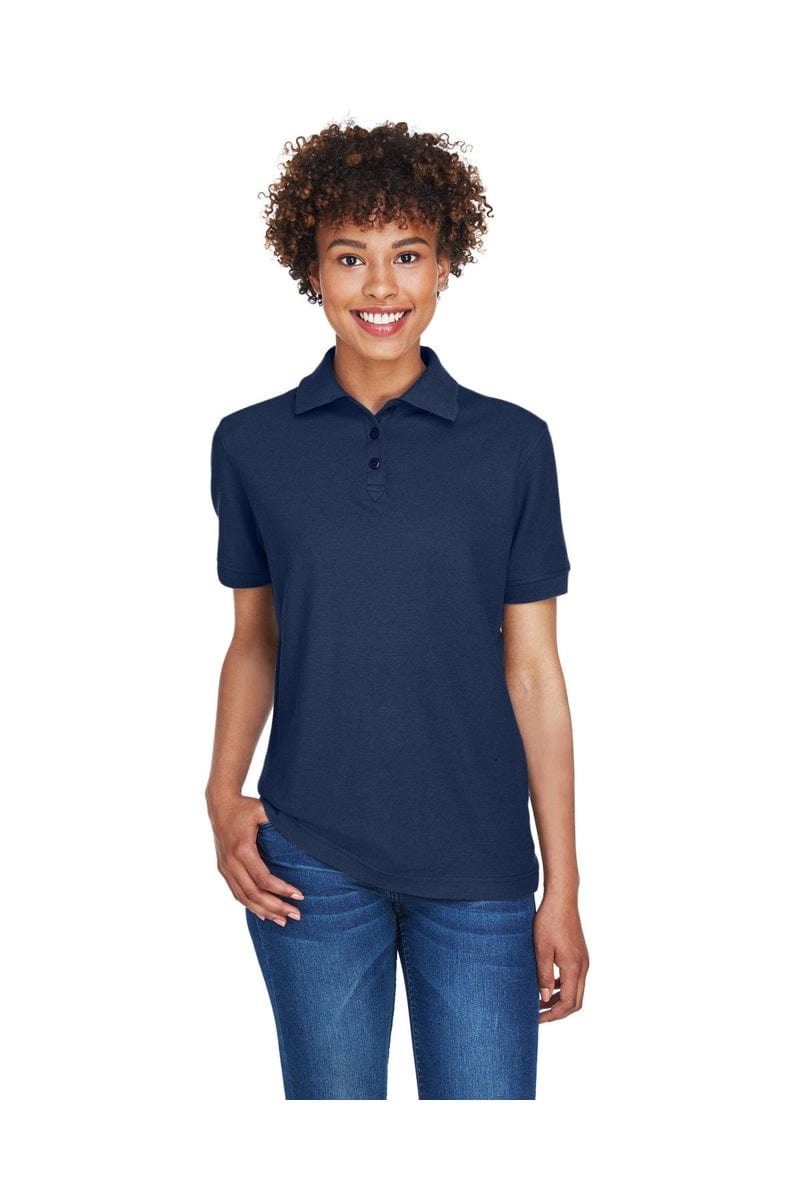UltraClub 8541 Ladies' Whisper Pique Polo in Navy
