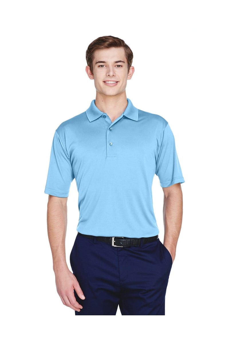 UltraClub 8610 Men's Cool & Dry 8-Star Elite Performance Interlock Polo in Columbia Blue