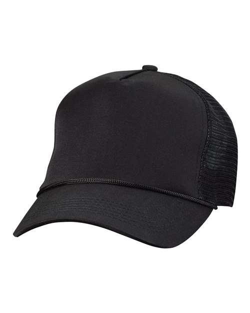 Valucap 8804H Five-Panel Trucker Cap in Black