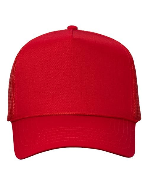 Valucap 8804H Five-Panel Trucker Cap in Red