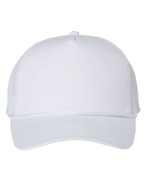 Valucap 8804H Five-Panel Trucker Cap in White