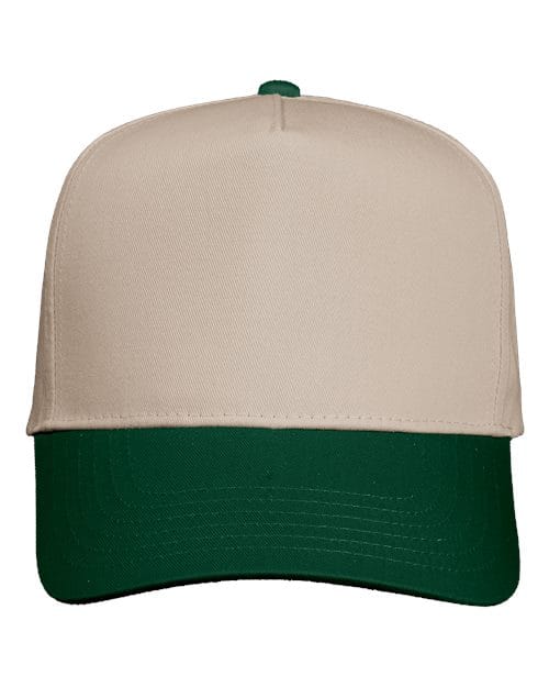 Valucap 8869 Five-Panel Twill Cap in Khaki/ Forest Green