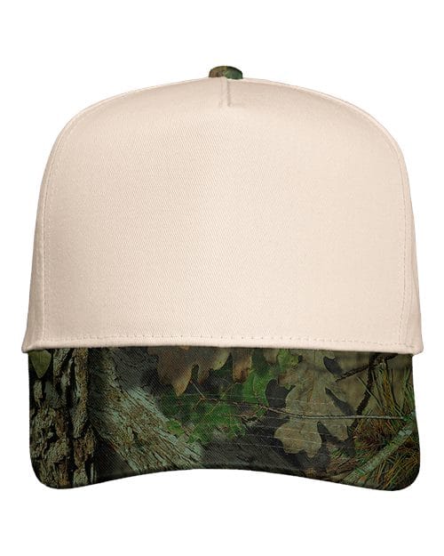 Valucap 8869 Five-Panel Twill Cap in Natural/ Mossy Oak Breakup