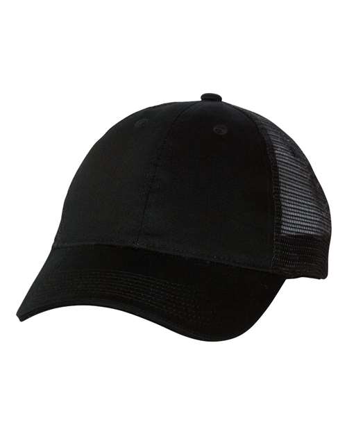 Valucap S102 Sandwich Trucker Cap in Black/ Black