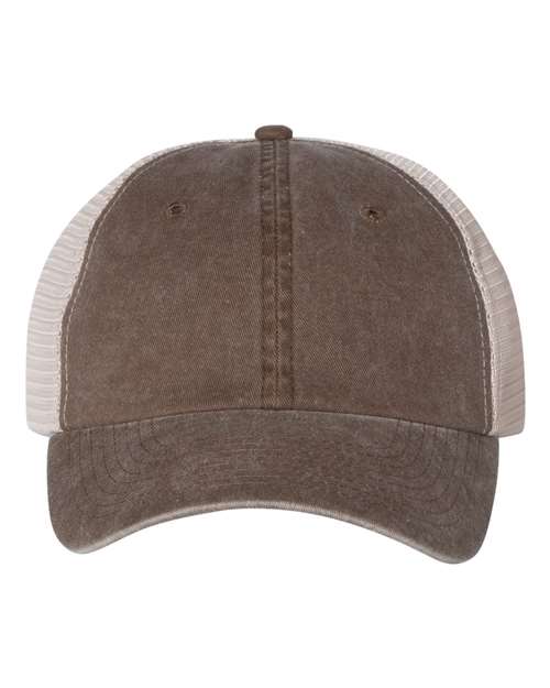 Valucap SP510 Pigment-Dyed Trucker Cap in Brown/ Stone
