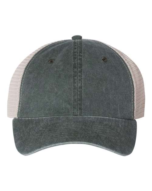 Valucap SP510 Pigment-Dyed Trucker Cap in Forest/ Stone