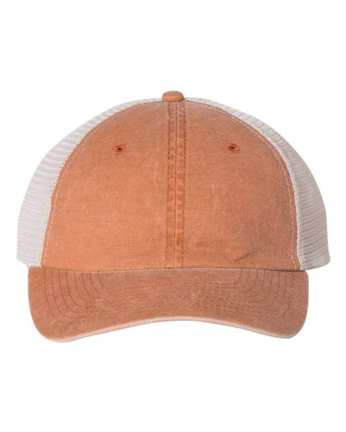 Valucap SP510 Pigment-Dyed Trucker Cap in Texas Orange/ Stone