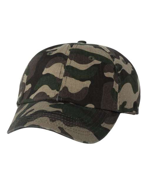 Valucap VC300A Bio-Washed Classic Dad Hat in Green Camo