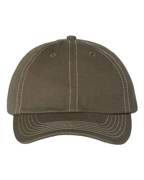 Valucap VC300A Bio-Washed Classic Dad Hat in Olive/ Stone Stitch
