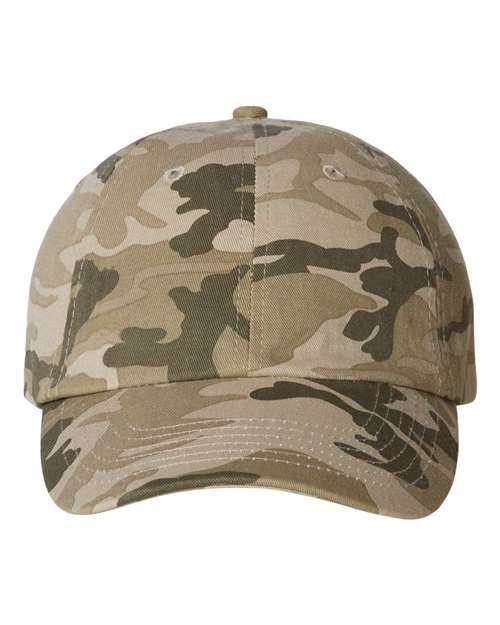 Valucap VC300A Bio-Washed Classic Dad Hat in Tan Camo