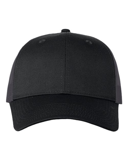 Valucap VC400 Mesh-Back Twill Trucker Cap in Black/ Charcoal