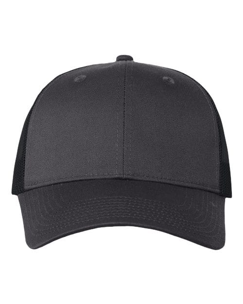 Valucap VC400 Mesh-Back Twill Trucker Cap in Charcoal/ Black