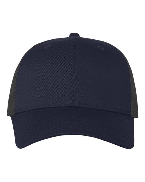 Valucap VC400 Mesh-Back Twill Trucker Cap in Navy/ Charcoal