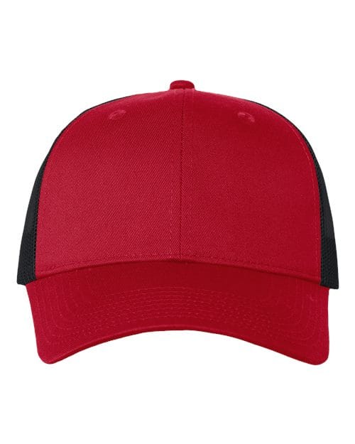 Valucap VC400 Mesh-Back Twill Trucker Cap in Red/ Black