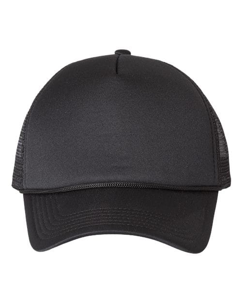 Valucap VC700 Foam Mesh-Back Trucker Cap in Black/ Black