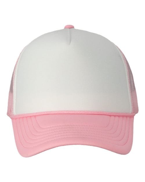 Valucap VC700 Foam Mesh-Back Trucker Cap in White/ Pink