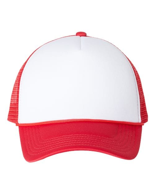 Valucap VC700 Foam Mesh-Back Trucker Cap in White/ Red