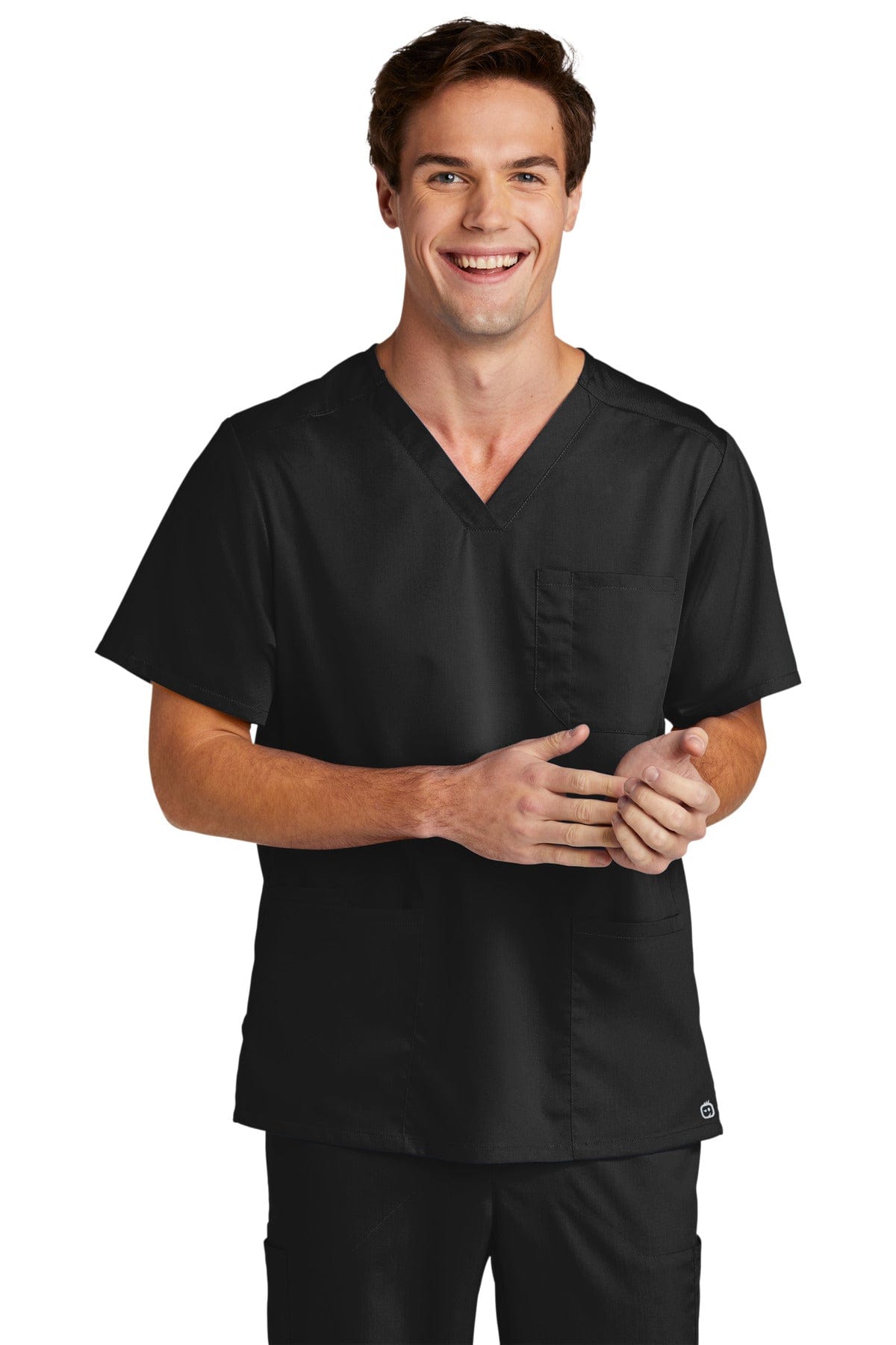 WonderWink Men's Premiere Flex V-Neck Top WW5068 in Black