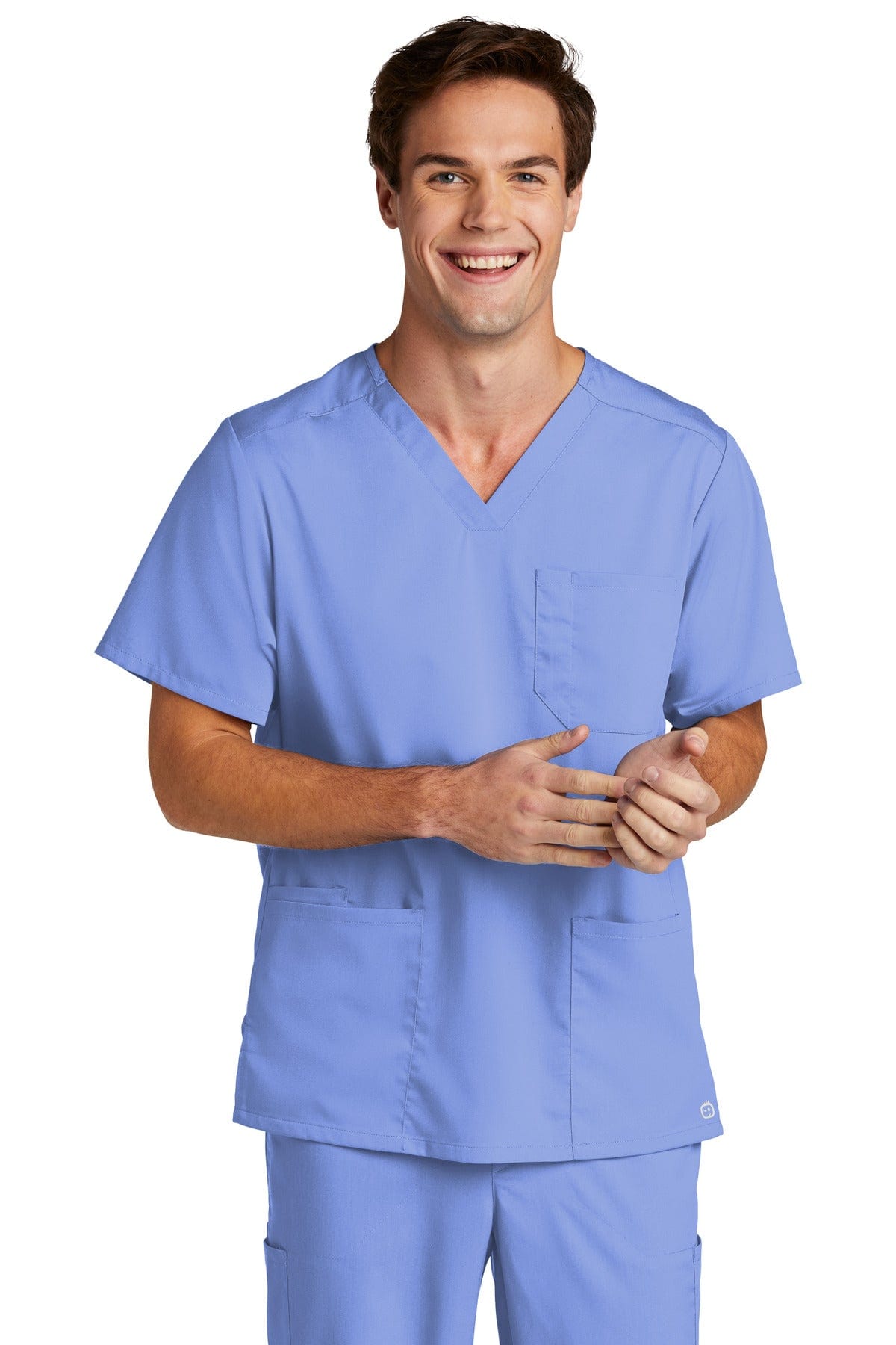 WonderWink Men's Premiere Flex V-Neck Top WW5068 in Ceil Blue