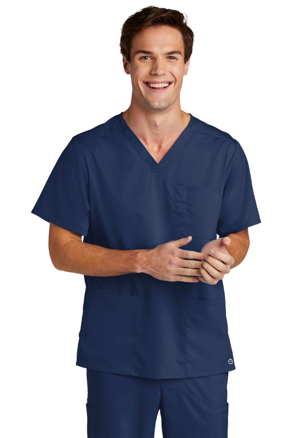 WonderWink Men's Premiere Flex V-Neck Top WW5068 in Navy