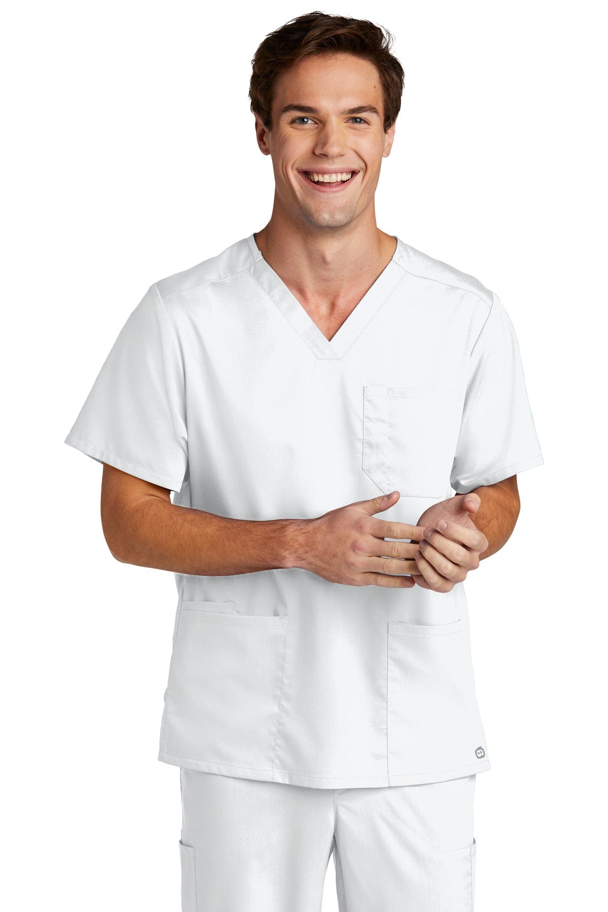 WonderWink Men's Premiere Flex V-Neck Top WW5068 in White