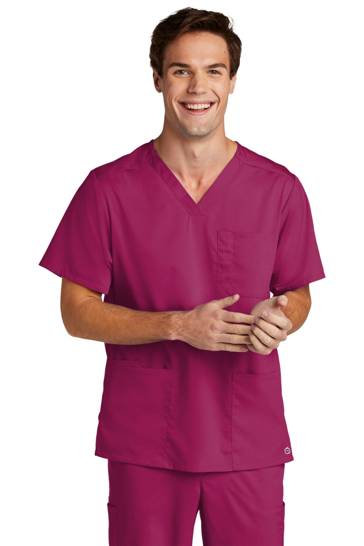 WonderWink Men's Premiere Flex V-Neck Top WW5068 in Wine