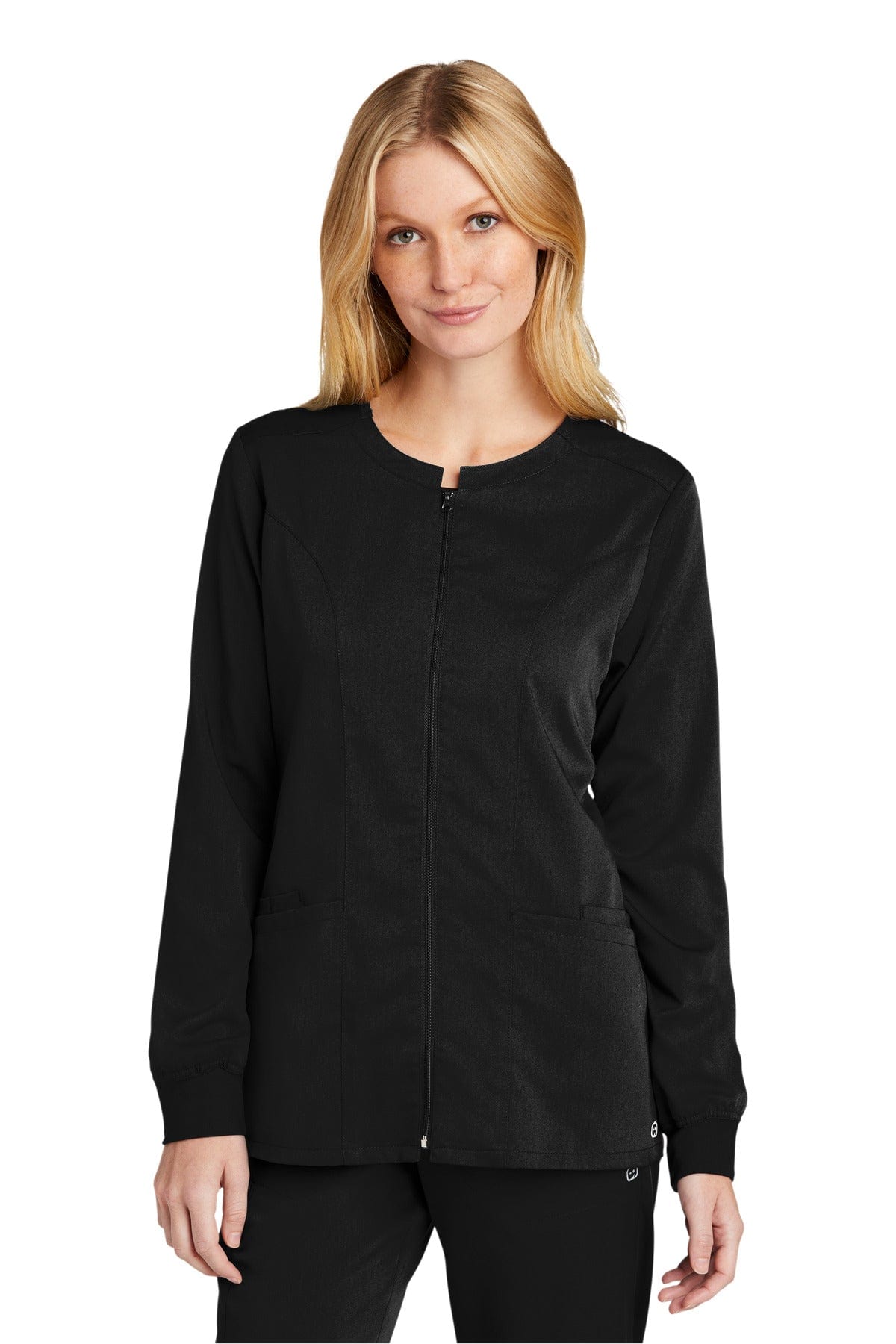 WonderWink WW4088 Women's Premiere Flex Full-Zip Scrub Jacket in Black