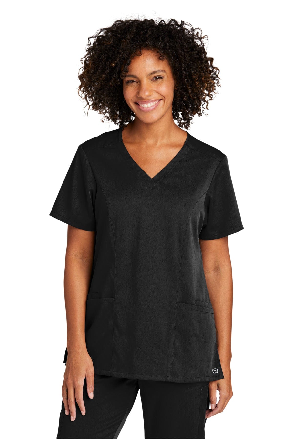WonderWink WW4168 Women's Premiere Flex V-Neck Top in Black