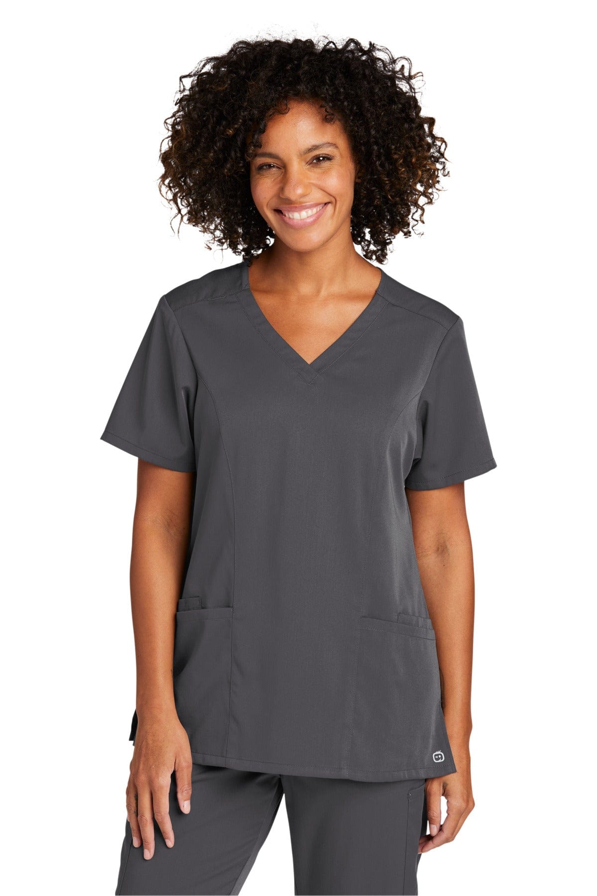 WonderWink WW4168 Women's Premiere Flex V-Neck Top in Pewter