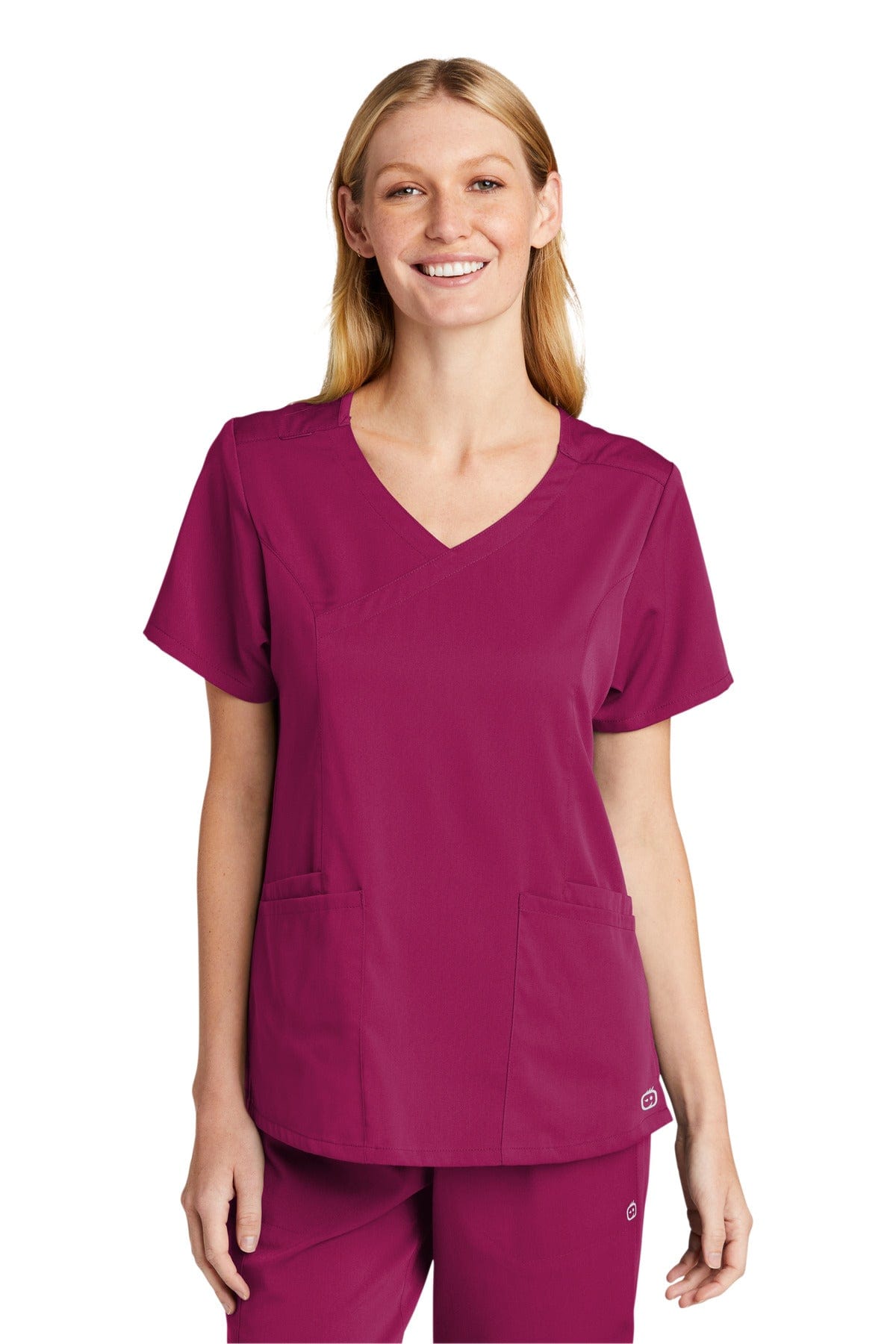 WonderWink WW4268 Women's Premiere Flex Mock Wrap Top in Wine
