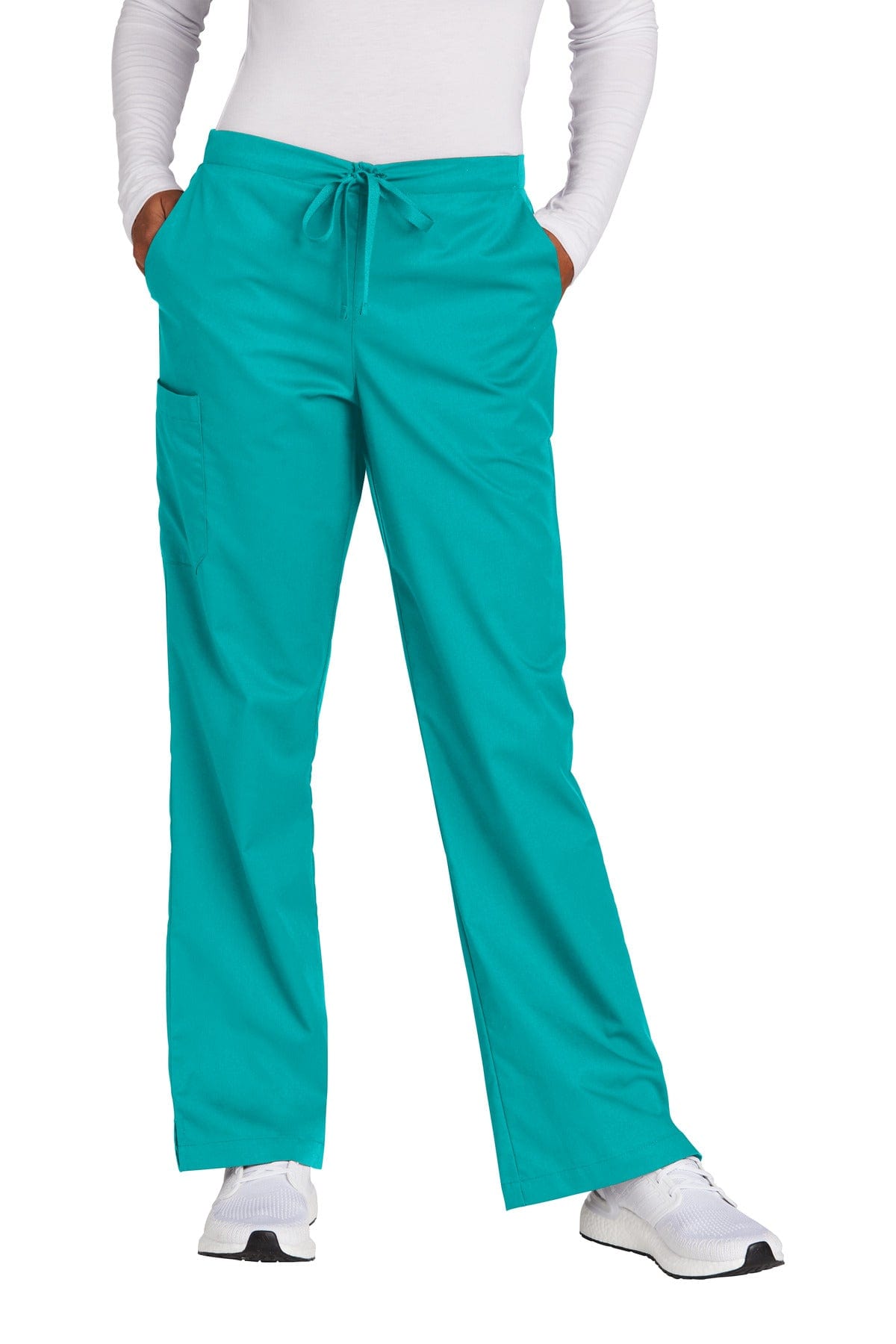 WonderWink WW4750T Women's Tall WorkFlex Flare Leg Cargo Pant in Teal Blue